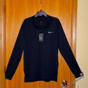 BLaCK "NIKE" Dri-fit long sleeve w/ front short zip-up pullover shirt SIZE: XL